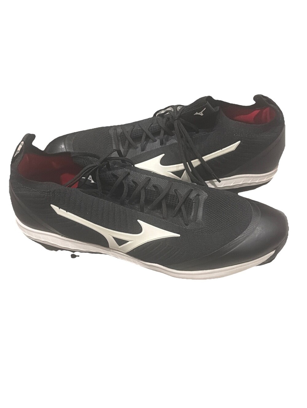 Mizuno Dominant Knit Men's Metal Baseball Cleats Spikes Sz 15 Black White 320616